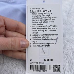NWT Lululemon Align Leggings. Sz 2 Pastel Blue